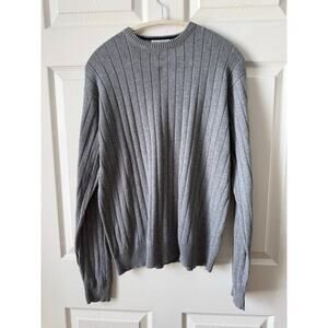Vintage 90s John Ashford Essentials Gray Rib Knit 100% Cotton Sweater Mens M